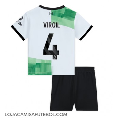 Camisa de Futebol Liverpool Virgil van Dijk #4 Equipamento Secundário Infantil 2023-24 Manga Curta (+ Calças curtas)